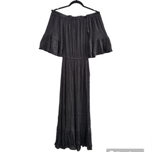 ASOS Off the Shoulder Peasant Maxi Dress Black Size 2